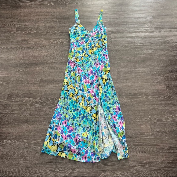 Zara Floral Printed Satin Dress - Picture 2 of 6